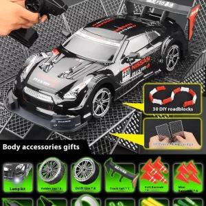 1/16 Scale 4WD RC Drift Car – High-Speed Racing with Stepless Control, Replaceable Tires & DIY Garage Set